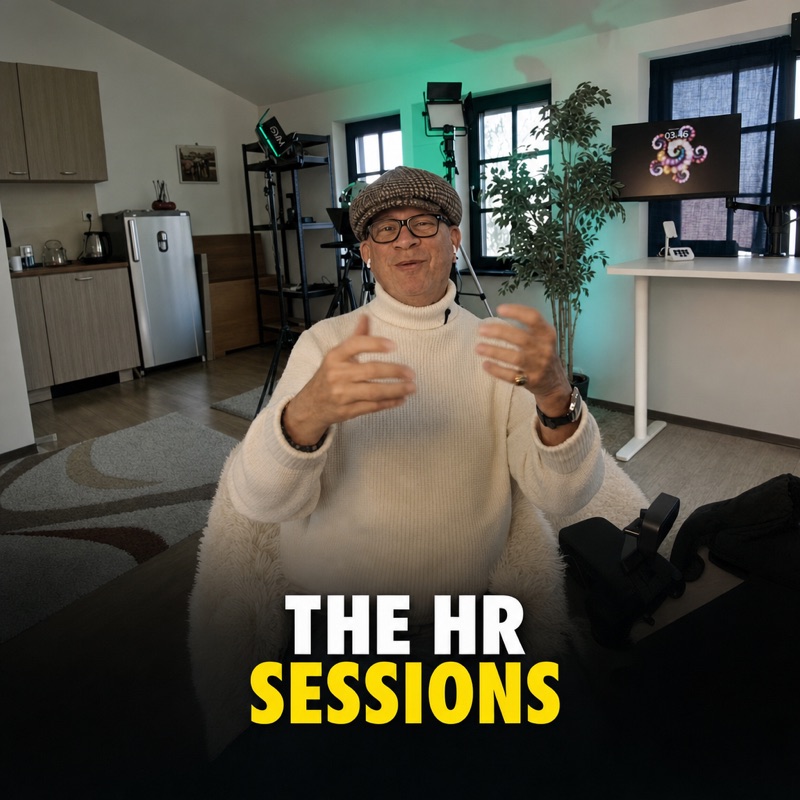 Jamie Sylvian talking in the Executive Nomad studio, with The HR Sessions title